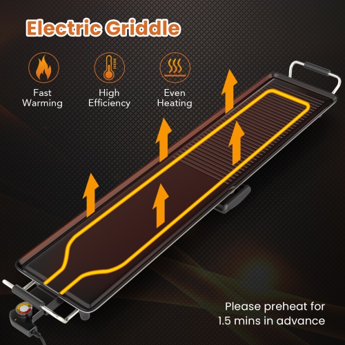 Gymax 39.5'' Extra Large Electric Griddle w/ 2 Cooking Surface Adjustable Temperatures