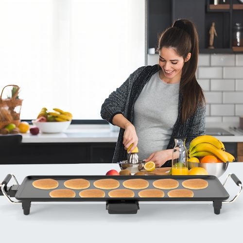 Gymax 27'' Large Electric Griddle w/ Adjustable Temperature Thermostats and Drip Tray