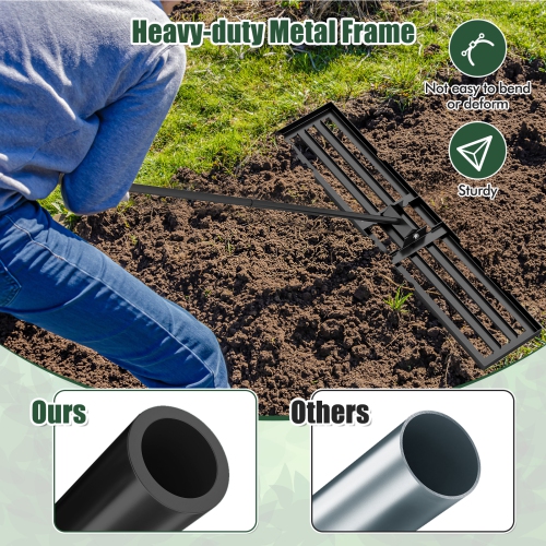 Gymax 30'' x 10'' Heavy Duty Lawn Level Tool for Soil w/ 67'' Handle Dirt Ground Leveler