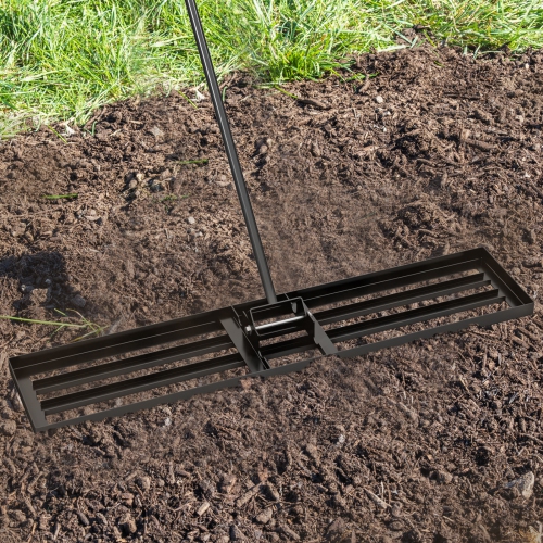 Gymax 30'' x 10'' Heavy Duty Lawn Level Tool for Soil w/ 67'' Handle Dirt Ground Leveler