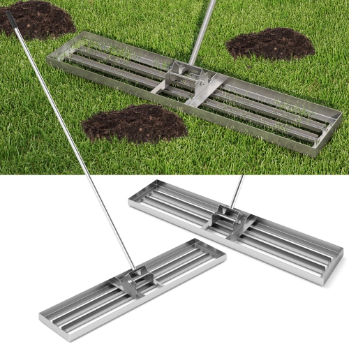 Gymax 30'' x 10'' Heavy Duty Lawn Level Tool for Soil w/ 67'' Handle Dirt Ground Leveler