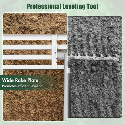 Gymax 30'' x 10'' Heavy Duty Lawn Level Tool for Soil w/ 67'' Handle Dirt Ground Leveler