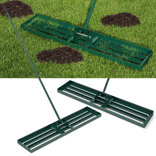 Gymax 30'' x 10'' Heavy Duty Lawn Level Tool for Soil w/ 67'' Handle Dirt Ground Leveler