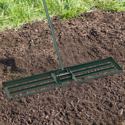 Gymax 30'' x 10'' Heavy Duty Lawn Level Tool for Soil w/ 67'' Handle Dirt Ground Leveler