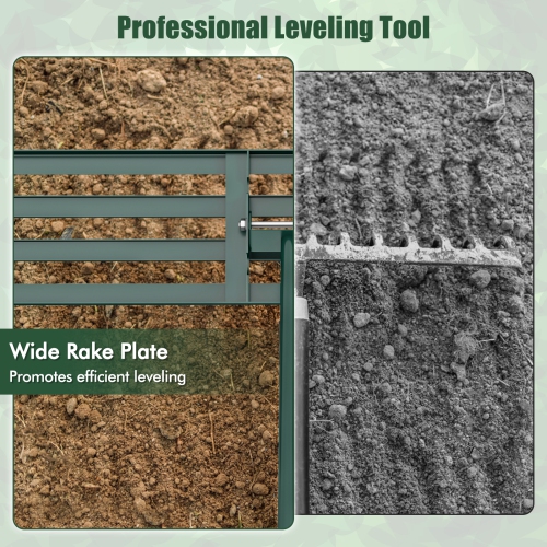 Gymax 30'' x 10'' Heavy Duty Lawn Level Tool for Soil w/ 67'' Handle Dirt Ground Leveler