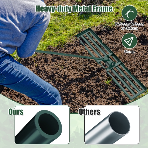 Gymax 30'' x 10'' Heavy Duty Lawn Level Tool for Soil w/ 67'' Handle Dirt Ground Leveler