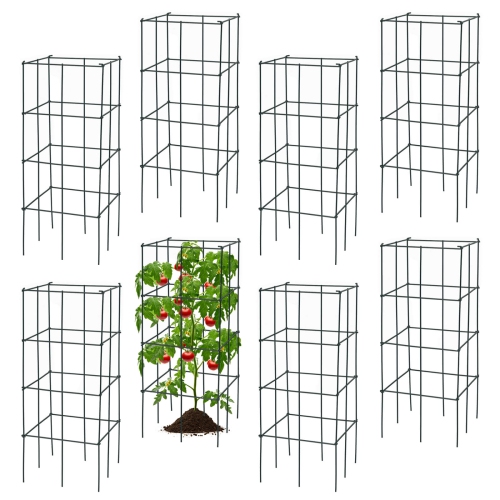 GYMAX  8 Pack Tomato Cages Garden Cages Stakes Plant Trellis 16" X 16" X 39"