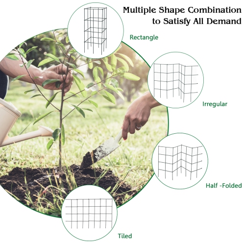 Gymax 8 Pack Tomato Cages Garden Cages Stakes Plant Trellis 16'' x 16'' x 39''