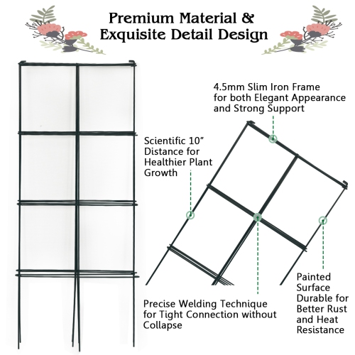 Gymax 8 Pack Tomato Cages Garden Cages Stakes Plant Trellis 16'' x 16'' x 39''