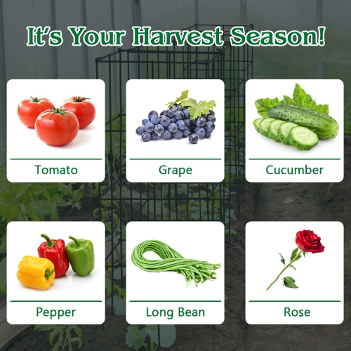 Gymax 8 Pack Tomato Cages Garden Cages Stakes Plant Trellis 16'' x 16'' x 39''