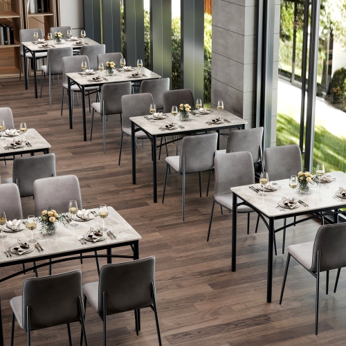 Gymax 43'' Modern Dining Table for 4 w/Large Faux Marble Tabletop Adjustable Foot Pads