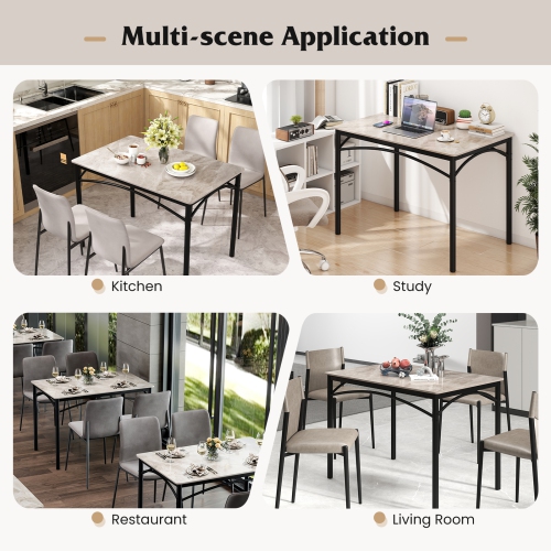 Gymax 43'' Modern Dining Table for 4 w/Large Faux Marble Tabletop Adjustable Foot Pads