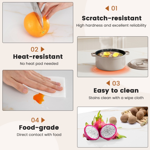 Gymax 44'' Rectangular Kitchen Table w/ Metal Frame Faux Marble Tabletop Heat