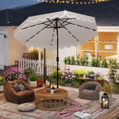 Gymax 10 FT Solar Patio Umbrella Outdoor Market Sunshade w/ 24 LED Lights