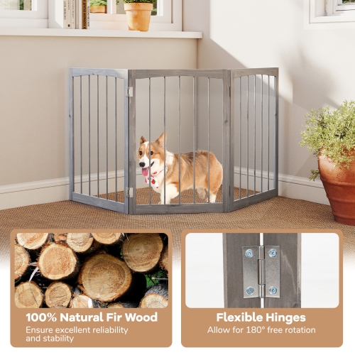 Gymax 30'' Tall Wooden Pet Fence for Indoor House Doorway Hallway Stairs Porch