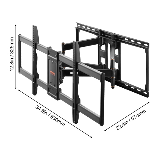 VEVOR 165 lbs L.C. TV Mount Fits for Most 37-90 inch TVs, Swivel Tilt Horizontal Adjustment TV Wall Mount Bracket with 4 Articulating Arms, Max VESA
