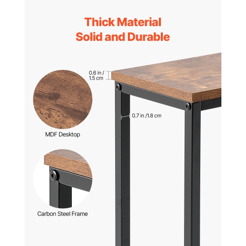 VEVOR 70.9" Narrow Console Table, Behind Couch Table with Power Outlets, 1-Tier Long Entryway Table, with Metal Frame and Charge Station, for