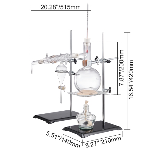 VEVOR 28 pcs Essential Oil Distillation Kit, 500ml Distillation Apparatus, 3.3 Boro Lab Glassware Distillation Kit with Alcohol Lamp, Ceramic Mesh