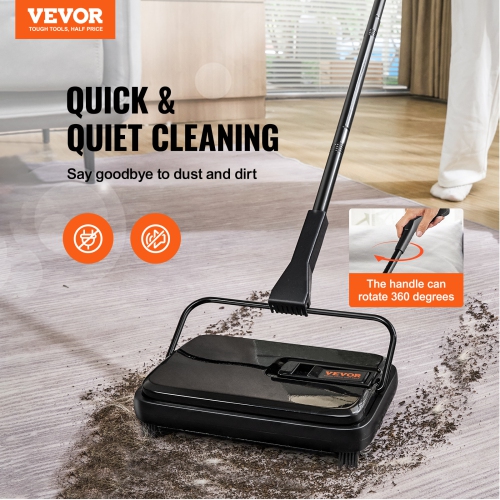 VEVOR 7.87in Paths Carpet Sweeper, Floor Sweeper Manual Non Electric, 300 ml Dustbin Capacity with Comb for Home, Office, Rugs, Hardwood Surfaces,