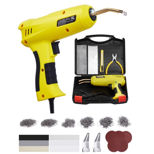 VEVOR 220W Plastic Welding Kit, with 1200PCS Hot Staples & 76PCS Welding Rods, Professional Hot Staple Welding Gun with LED Light, Carrying Case for