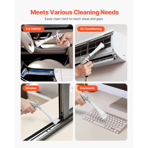 VEVOR 6-9.2 Bar Car Cleaning Gun, High-Pressure Blow Gun with 2-Set Nozzles, 360° Nozzle for Thorough Cleaning, Blasts Dirt and Dust from Surface,