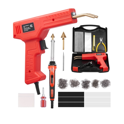 VEVOR 100W Plastic Welder Kit Deluxe, Welding Gun+60 W/100W Soldering Iron, Professional Welding Tool with 1000PCS Hot Staples & 60 Rods for Car