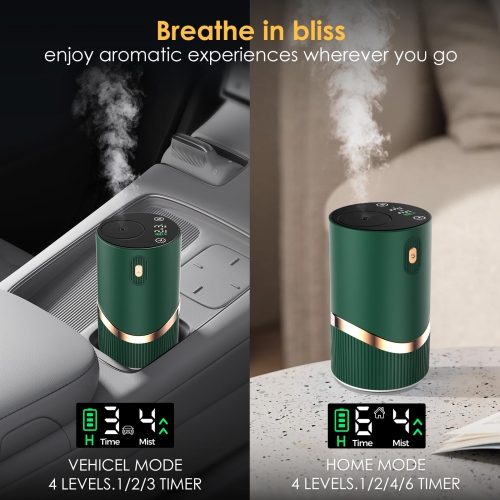Diffuseur d'huile essentielle sans fil, diffuseur portatif sans eau, atomisation intelligente à 4 niveaux, adapté à une pièce, un bureau, une chambre