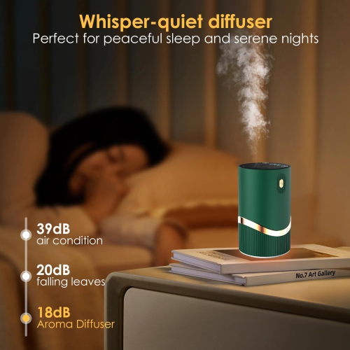 Diffuseur d'huile essentielle sans fil, diffuseur portatif sans eau, atomisation intelligente à 4 niveaux, adapté à une pièce, un bureau, une chambre