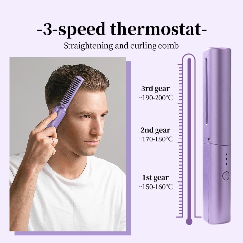 Wireless Hair Straightener, Portable Rechargeable Hair Straightener, Women's Mini Hair Straightener Suitable for Travel and Home Use