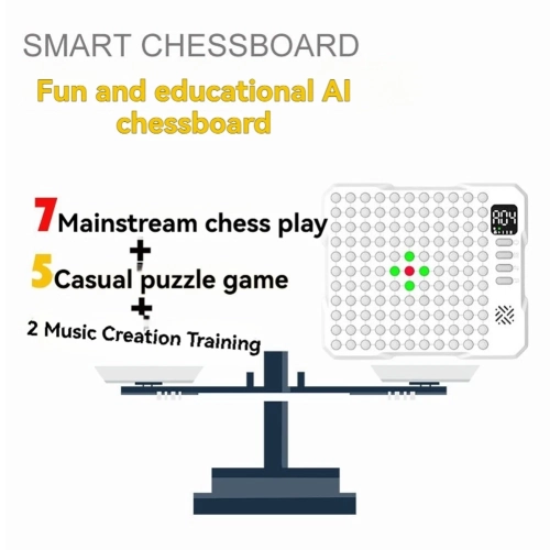 14-in-1 Smart Electronic Board Game - AI Multi-function Smart Go Board, Single and Double Mode, Memory Game, Light Touch, Voice Prompt, Great Gift