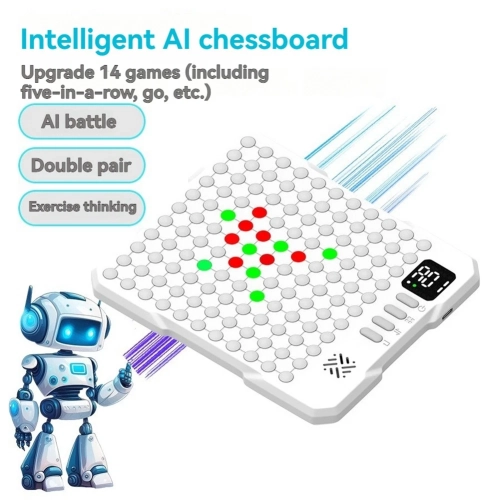 14-in-1 Smart Electronic Board Game - AI Multi-function Smart Go Board, Single and Double Mode, Memory Game, Light Touch, Voice Prompt, Great Gift