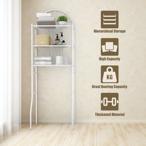 3-Tier Over-the-Toilet Bathroom Storage Rack with Open Shelves for Towels & Toiletries