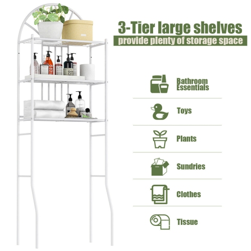 3-Tier Over-the-Toilet Bathroom Storage Rack with Open Shelves for Towels & Toiletries