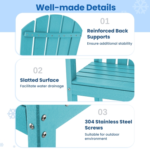 HDPE Counter Height Bar Stools for Outdoor Use, Set of 2 with Arm and Foot Rests