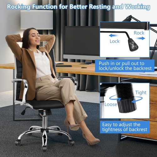 PU Leather Office Chair with High Back and Armrests, Ideal for Conference Rooms