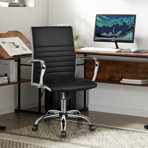 PU Leather Office Chair with High Back and Armrests, Ideal for Conference Rooms