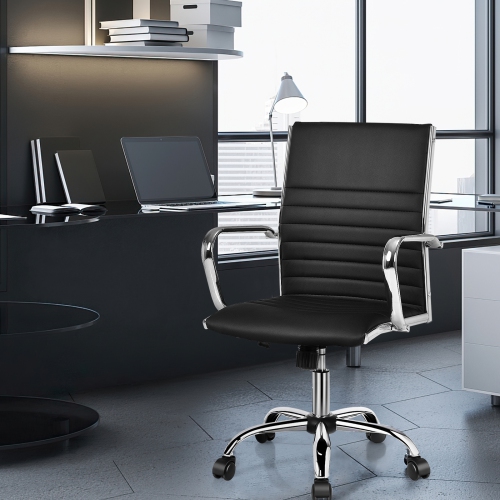 PU Leather Office Chair with High Back and Armrests, Ideal for Conference Rooms