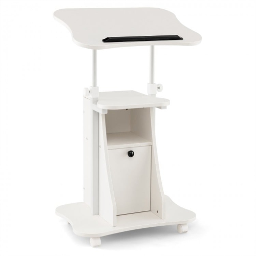 SLICKBLUE  Portable Standing Desk Cart With Tilting Surface And Cabinet, Adjustable Height