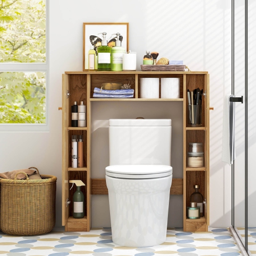Rangement autoportant sur toilette avec 2 cubes ouverts et 4 tablettes réglables