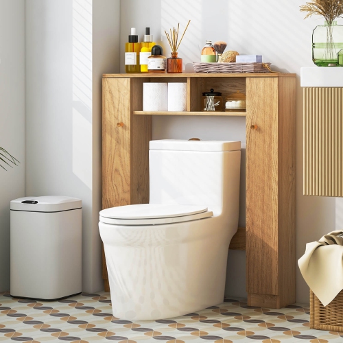 Rangement autoportant sur toilette avec 2 cubes ouverts et 4 tablettes réglables