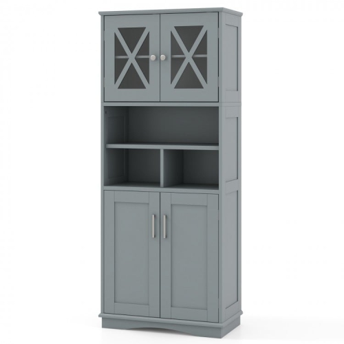 Tall Freestanding Storage Cabinet with Acrylic Doors, Ideal for Bathroom Use