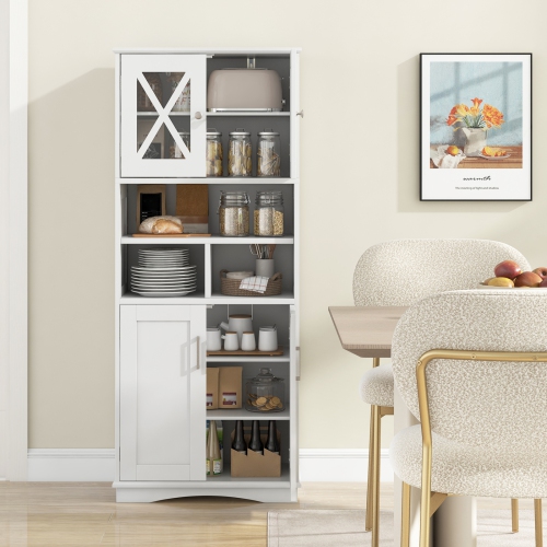 Tall Freestanding Storage Cabinet with Acrylic Doors, Ideal for Bathroom Use