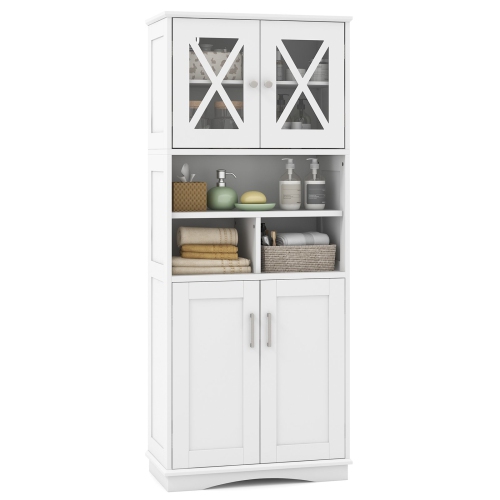 Tall Freestanding Storage Cabinet with Acrylic Doors, Ideal for Bathroom Use