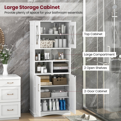 Tall Freestanding Storage Cabinet with Acrylic Doors, Ideal for Bathroom Use
