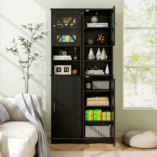 Tall Bathroom Cabinet Freestanding Storage Cabinet with 5 Adjustable Shelves