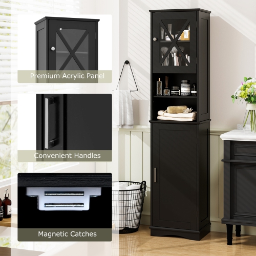 Tall Bathroom Cabinet Freestanding Storage Cabinet with 5 Adjustable Shelves