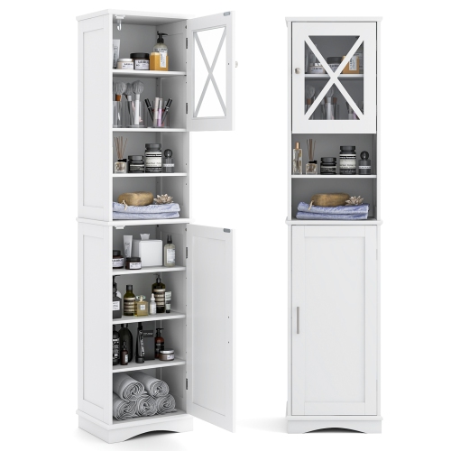 Tall Bathroom Cabinet Freestanding Storage Cabinet with 5 Adjustable Shelves