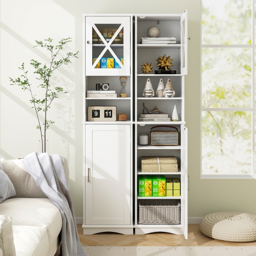 Tall Bathroom Cabinet Freestanding Storage Cabinet with 5 Adjustable Shelves