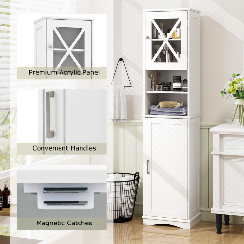 Tall Bathroom Cabinet Freestanding Storage Cabinet with 5 Adjustable Shelves