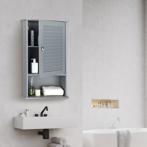 Wall-Mounted Bathroom Storage Cabinet with Single Door and Adjustable Shelf